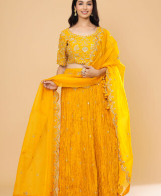 CRUSH LEHNGA WITH ORGANZA DUPATTA SET