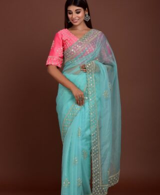 ORGANZA SAREE WITH ZARDOZI BLOUSE