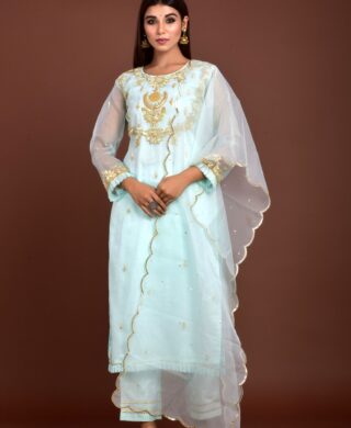 ORGANZA KURTA WITH SILK PANT SET