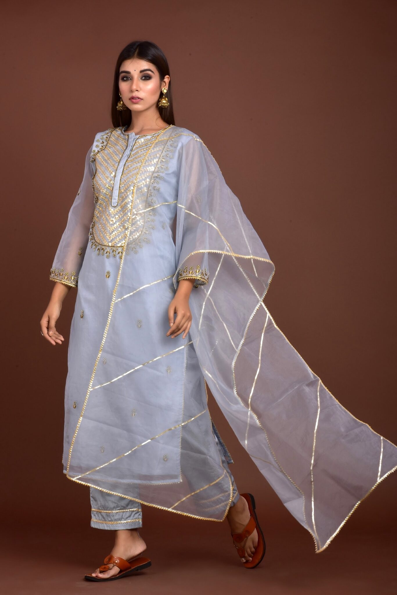 Organza Kurta With Silk Pant Set Ariha Jaipur