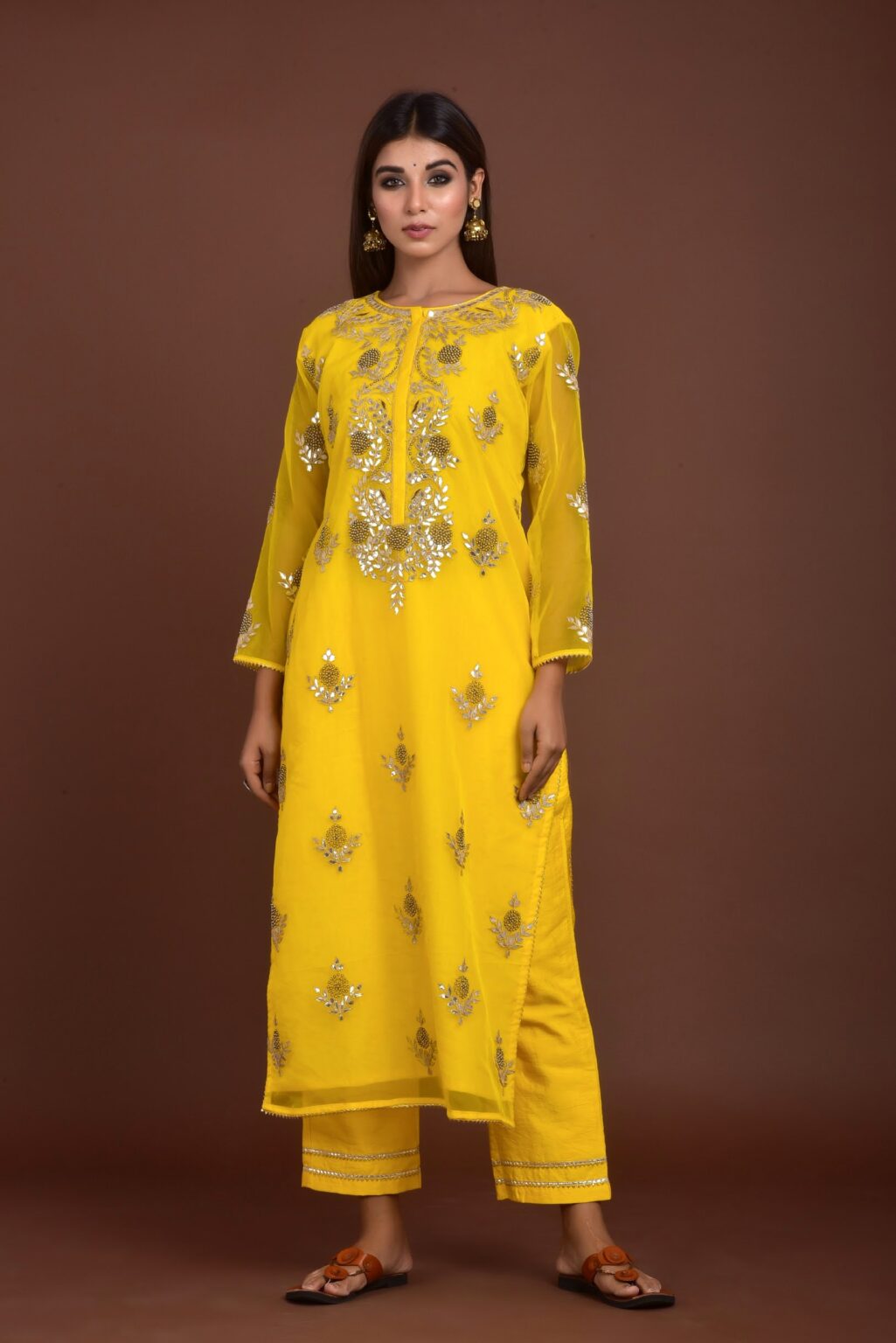 ORGANZA KURTA WITH SILK PANT SET – Ariha Jaipur