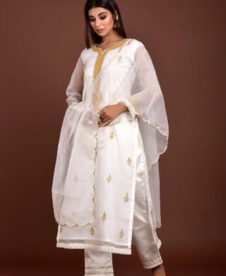 ORGANZA KURTA WITH SILK PANT SET