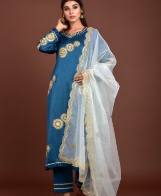 SATEN KURTA WITH SILK PANT SET
