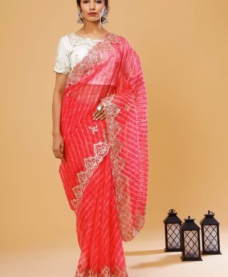 ORGANZA LEHRIYA SAREE WITH SILK BLOUSE