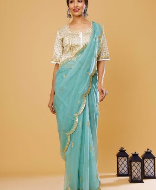 ORGANZA SAREE WITH LONG KOTHI BLOUSE