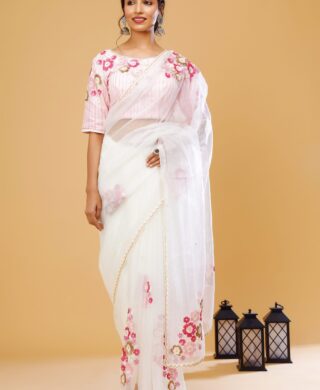 ORGANZA SAREE WITH SILK BLOUSE