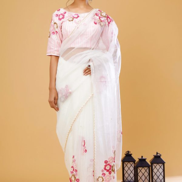 ORGANZA SAREE WITH SILK BLOUSE