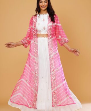 ORGANZA LEHARIYA LONG JACKET WITH SKIRT SET