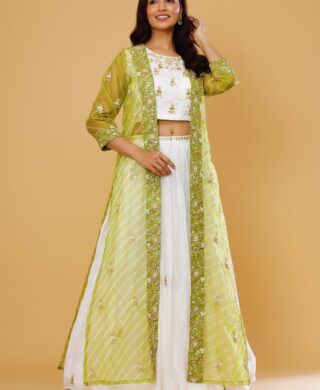 ORGANZA LEHRIYA LONG JACKET WITH SKIRT SET