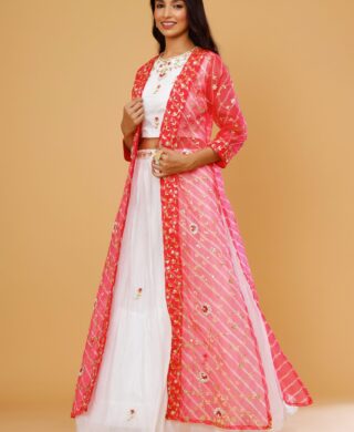 ORGANZA LEHRIYA LONG JACKET WITH SKIRT SET