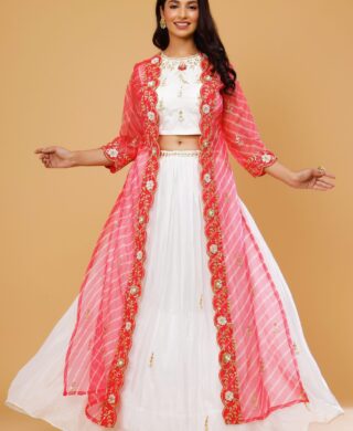 ORGANZA LEHRIYA LONG JACKET WITH SKIRT SET