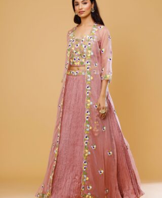 LONG JACKET WITH CRUSH SKIRT SET