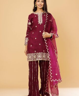 SHORT KURTA WITH CRUSH GARARA SET