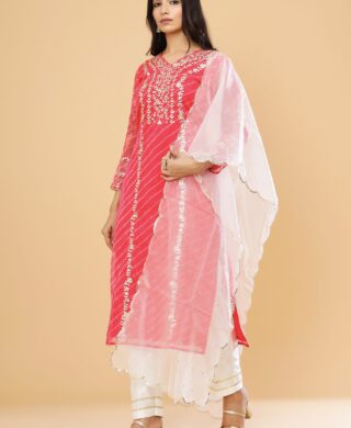 LEHRIYA KURTA WITH SILK PANT SET