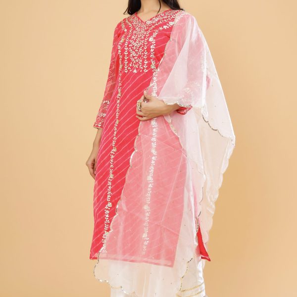LEHRIYA KURTA WITH SILK PANT SET