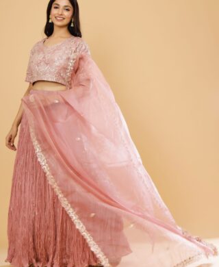 CRUSH LEHENGA WITH ORGANZA DUPATTA SET