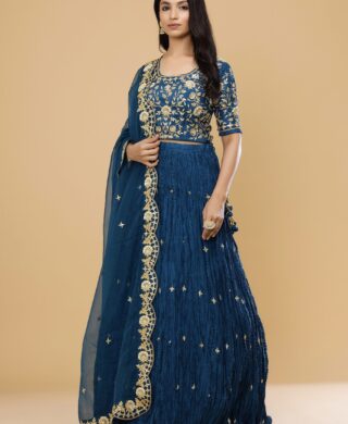 CRUSH LEHENGA WITH ORGANZA DUPATTA AND HEAVY BLOUSE