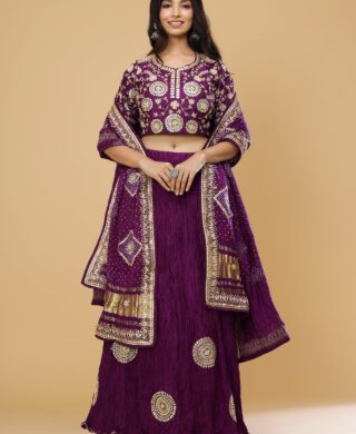 CRUSH LEHENGA WITH PURE SATEN BADHEJ DUPATTA SET