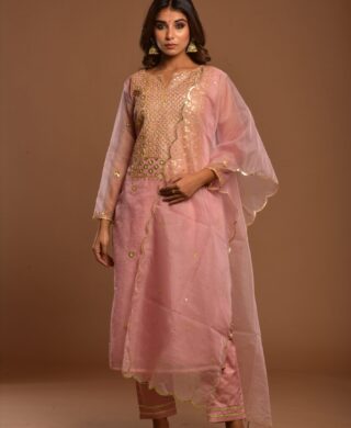 ORGANZA KURTA WITH SILK PANT SET