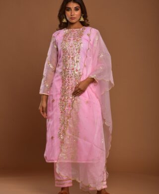 ORGANZA KURTA WITH SILK PANT SET