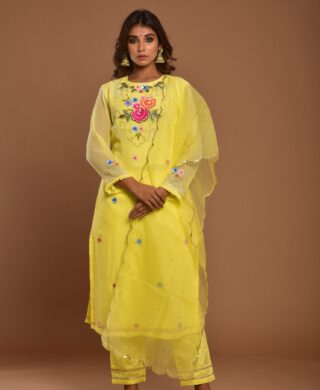 GEORGETTE KURTA WITH SILK PANT SET