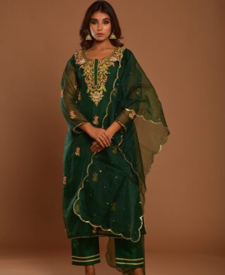 ORGANZA KURTA WITH SILK PANT SET