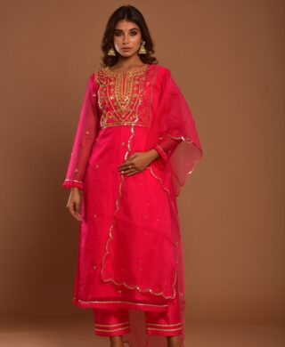 ORGANZA KURTA WITH SILK PANT SET