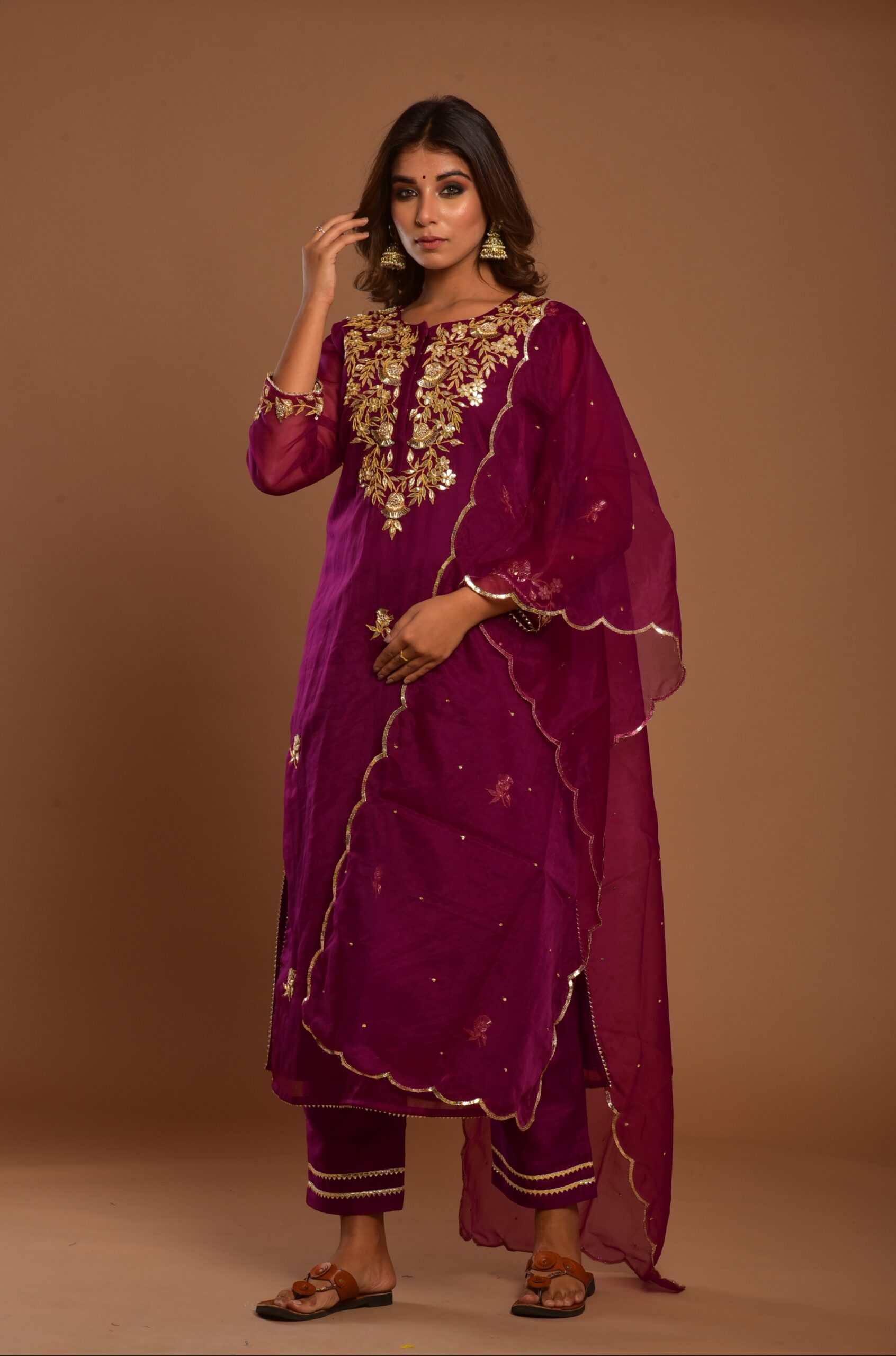 ORGANZA KURTA WITH SILK PANT SET – Ariha Jaipur