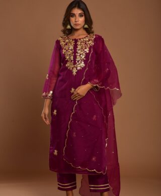 ORGANZA KURTA WITH SILK PANT SET