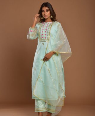 ORGANZA KURTA WITH PANT SET