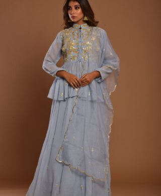 GEORGETTE SKIRT WITH PEPLUM TOP