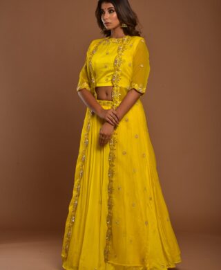 ORGANZA LONG JACKET WITH SKIRT AND BLOUSE