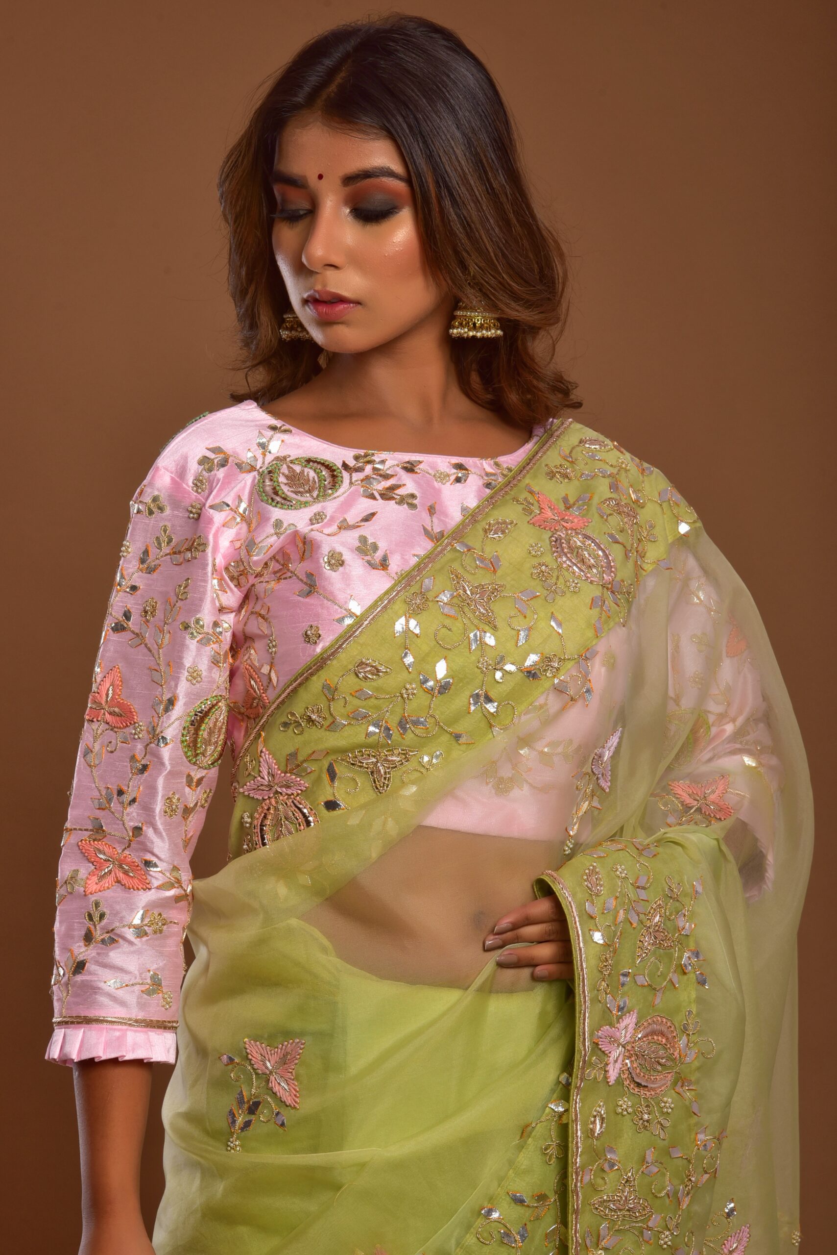 ORGANZA SAREE WITH SILK BLOUSE – Ariha Jaipur