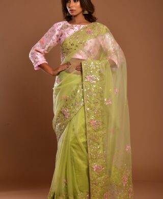 ORGANZA SAREE WITH SILK BLOUSE